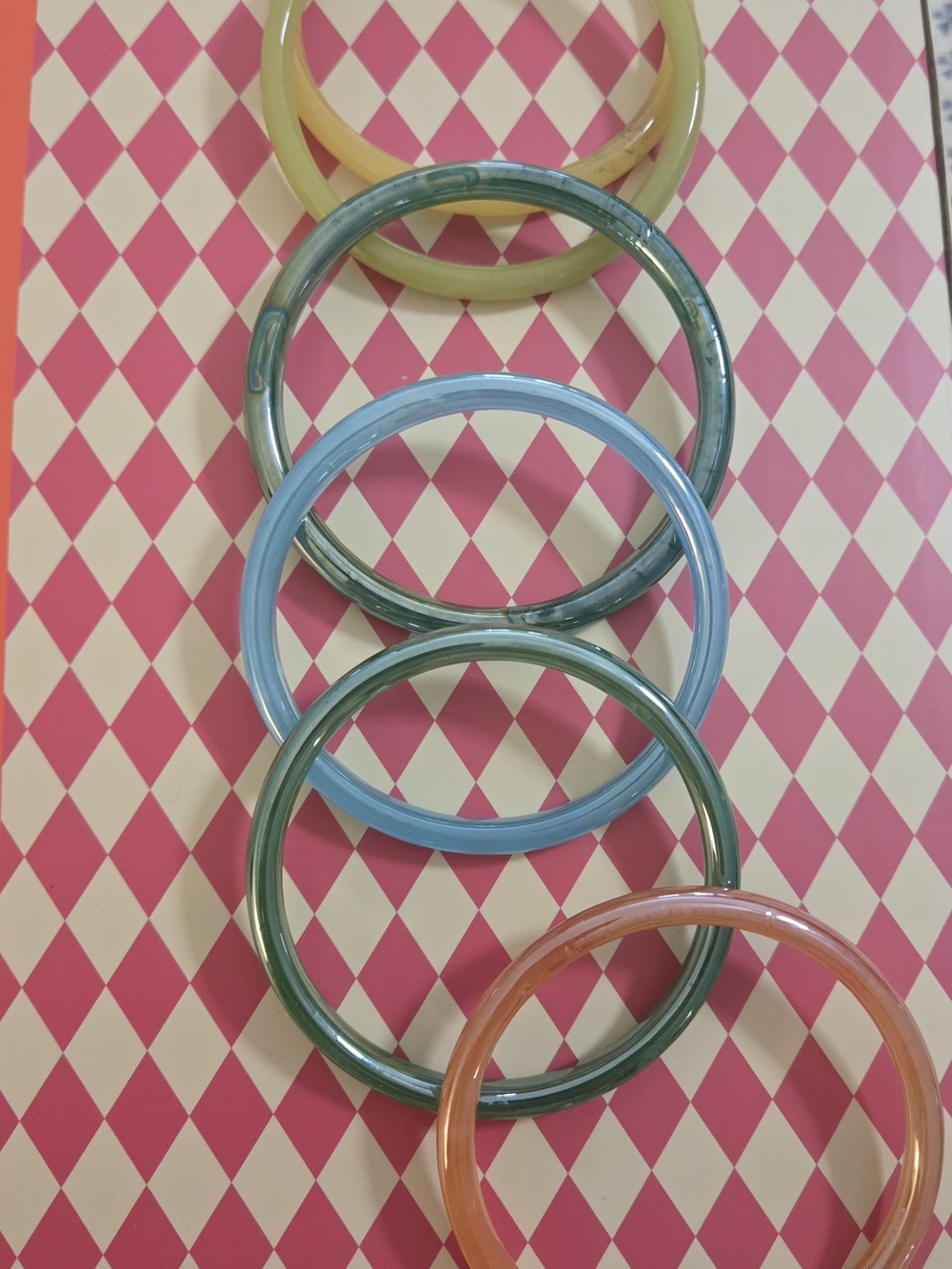 Women's Multicolor Resin Bangle Bracelet Set - Pastel Blue, Green, Yellow, Peach